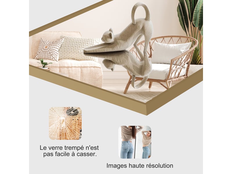 Miroir sur pied 177 x 77cm–miroir carré sur pied-cadre en alliage d’aluminium,idéal pour chambre,dressing,salon–design moderne,doré - Conforama E