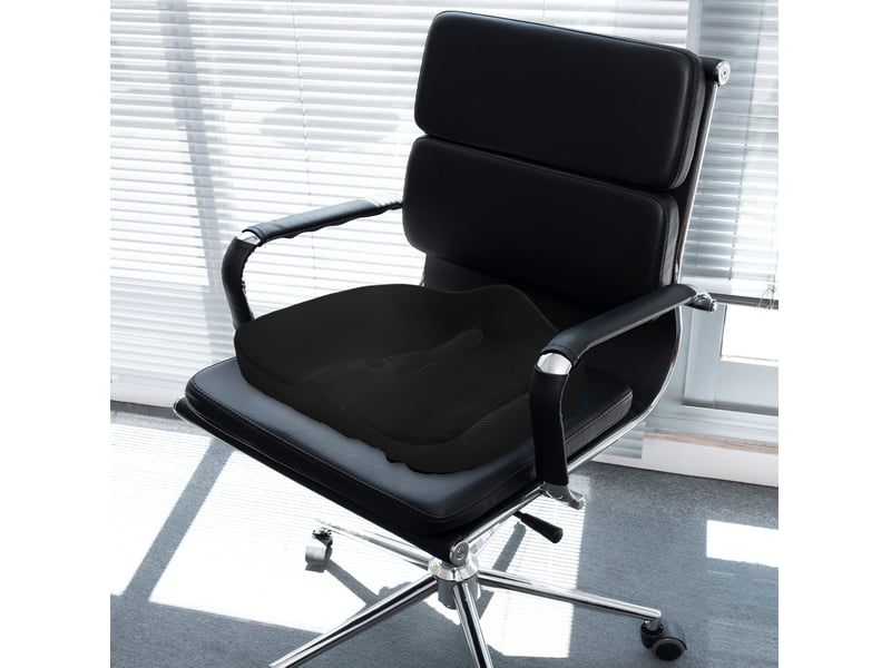  Coussin d'assise ergonomique 44 x 39 x 13 cm noir en polyester, mousse à mémoire de forme, déhoussable  - Conforama B
