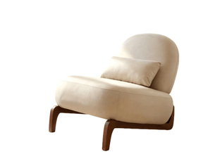 Fauteuil d'appoint blanc - chaise lounge sans accoudoirs en velours avec pieds en bois massif pour salon et chambre