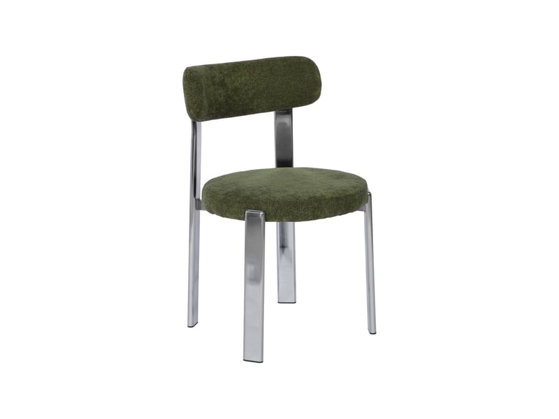  Lot de 2 chaises vintage acier chromé et tissu texturé kaki - gloria  - Conforama B