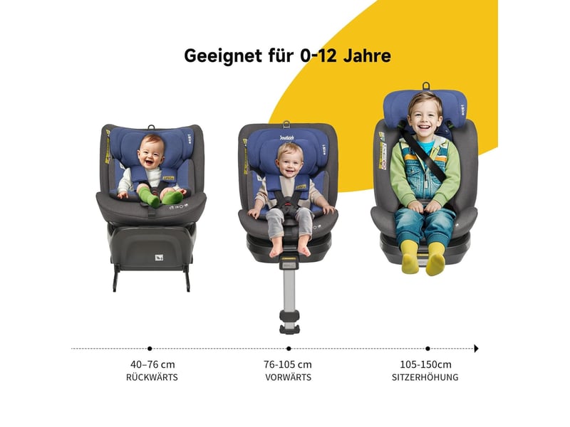  Siège auto enfant 53x46x64 cm bleu en tissu, polypropylène et acier inoxydable, pivotant 360 degrés i-size  - Conforama B
