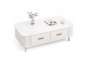 Table basse rectangulaire coloris blanc MEUBLIV - 51 cmx105 cm