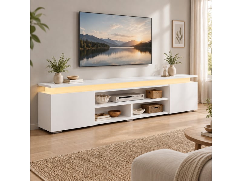  Meuble tv 180 cm avec led rgb et rangement homvra  - Conforama C