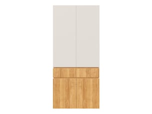 Armoire de chambre - 90x50x200 cm - armoire penderie 4 portes avec 1 tiroir et compartiments - chêne clair et blanc
