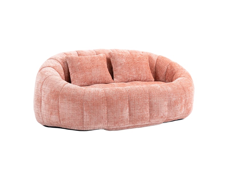  Canapé 2 places en chenille rose, mousse haute densité, dossier et accoudoirs enveloppants, sans montage, pour salon  - Conforama A