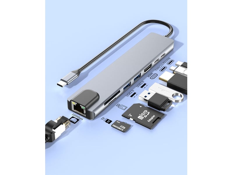 Station d'accueil 8 en 1 gigabit ethernet usb type-c pd100w - Conforama B