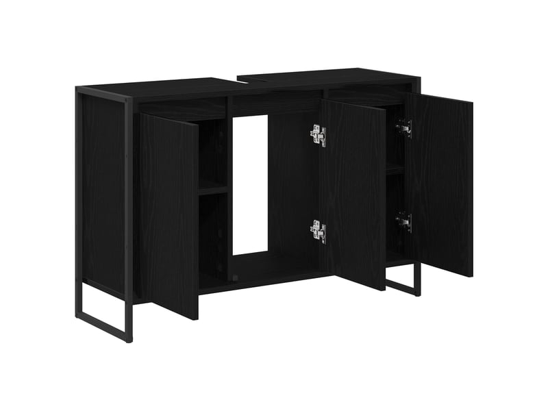  Cabinet de salle de bain, meuble de rangement chêne noir 90x30x60 cm  - Conforama E
