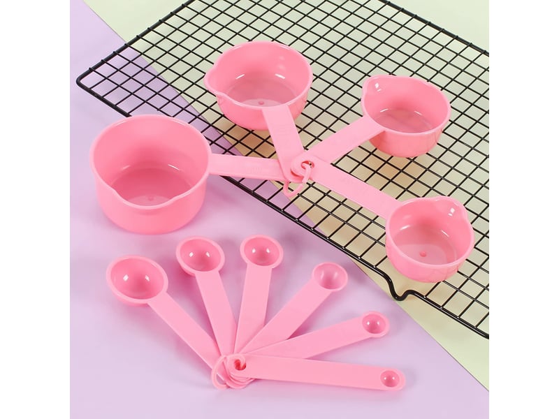  Kit de cuillère à mesurer et tasse à faire soi-même pour la cuisine et la maison avec balances, outils de cuisson, accessoire rose  - Conforama D