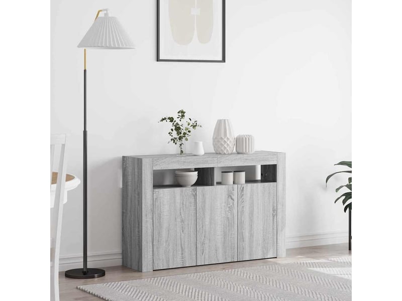  Buffet - bahut - meuble de rangement gris sonoma 116 x 30 x 75 cm bois d'ingénierie  - Conforama B