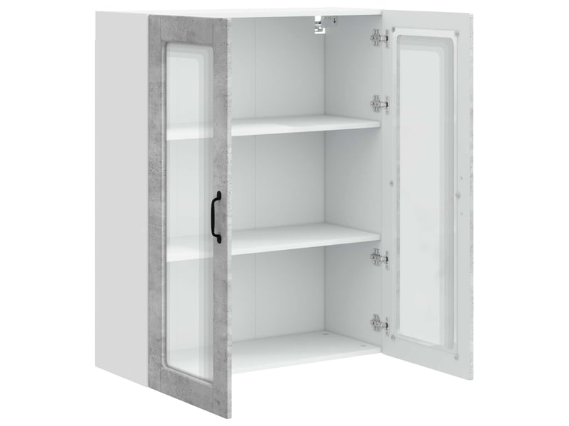  Meuble mural de cuisine, cabinet en verre mural gris béton 80x31x100cm shl5419  - Conforama E