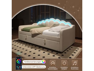 Lit banquette 90x200 cm <strong>ZOVIRA</strong>  <strong></strong> coloris beige