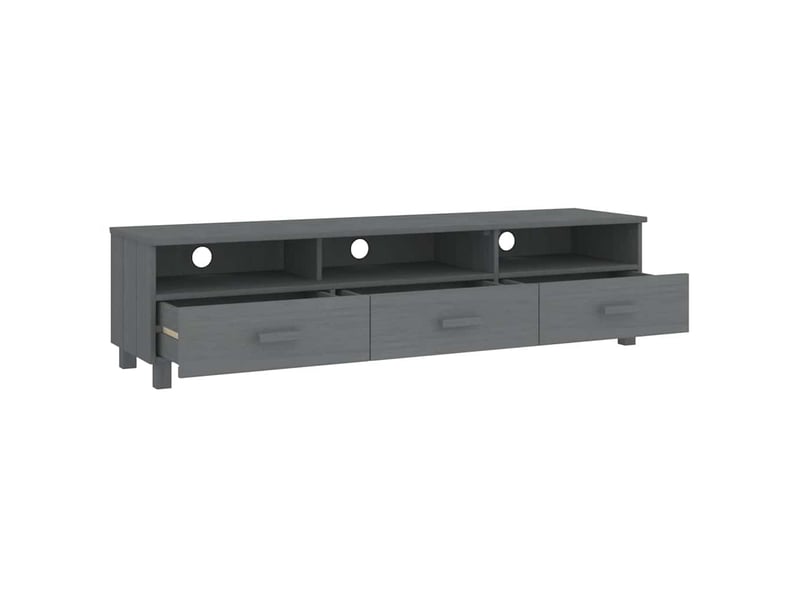 Meuble tv - banc tv - meuble de rangement hamar gris foncé 158x40x40 cm bois massif de pin  - Conforama E