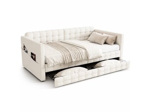 Lit banquette 90x190 cm <strong>HAVRYA</strong>  <strong></strong> coloris beige