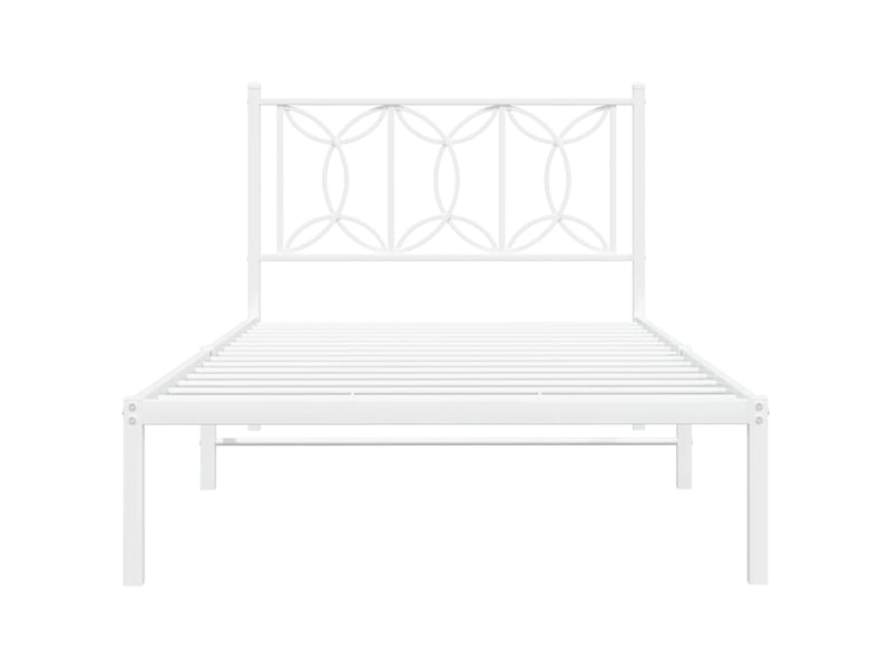  Lit simple- lit adulte -  cadre de lit métal sans matelas et tête de lit blanc 100x200 cm  - Conforama C