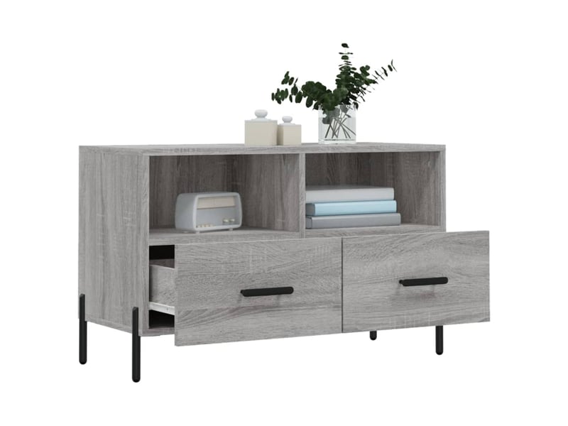  Meuble tv - banc tv - meuble de rangement sonoma gris 80x36x50 cm bois d'ingénierie  - Conforama D