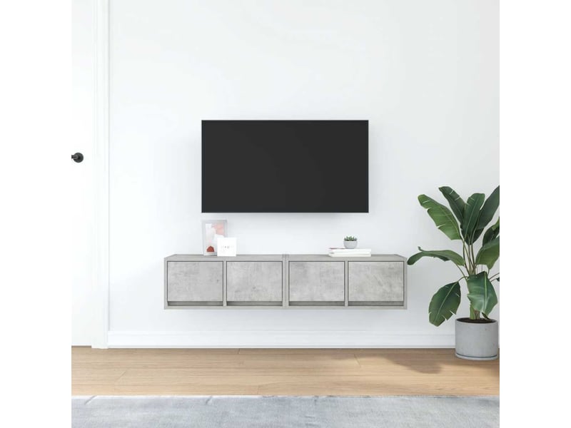  Lot de 2 meuble tv bas salon gris béton 60x31x25,5 cm bois d'ingénierie shl98123  - Conforama C