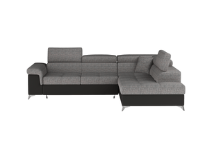 Canapé d'angle convertible palazzo 4 places gris et noir – angle droit avec 1 coussin