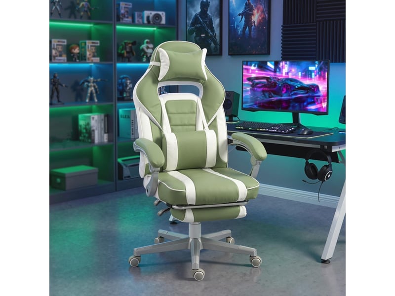  Estares chaise gaming inclinable repose-pieds support lombaire vert  - Conforama E