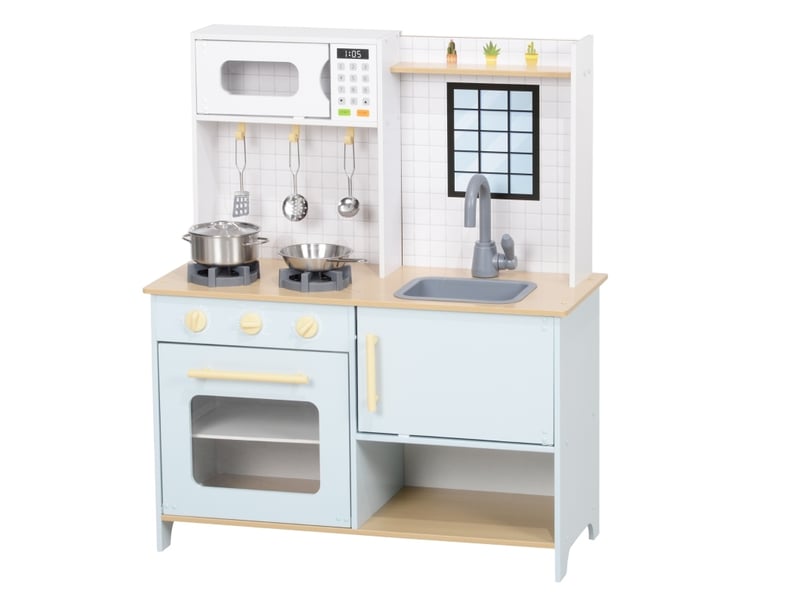  Cuisine enfant avec accessoires 72 x 33 x 85,2 cm – bleue – micro-ondes, four et rangements intégrés  - Conforama A