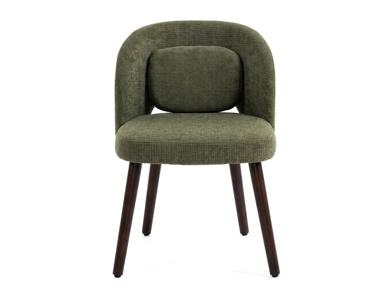  Ensemble table et 6 chaises de salle à manger, table extensible 160200 x 90 cm noyer, chaises vertes en bois d’hévéa avec coussin en mousse  - Conforama E