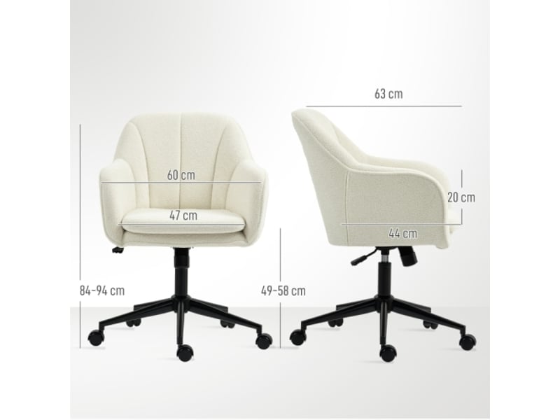  Chaise de bureau en velours beige, dossier incurvé, pour chambre et salon, confortable  - Conforama C