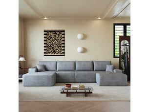 Canapé droit fixe <strong></strong> <strong></strong> 5 places Velours côtelé gris