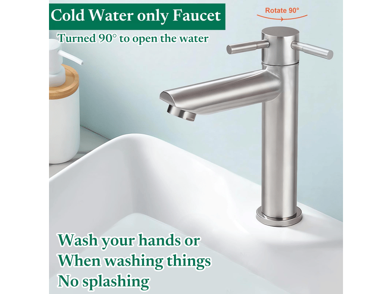  Robinet mitigeur évier salle de bain acier inoxydable avec flexible - robinet d'eau froide pour lavabo salle de bain invités  - Conforama C