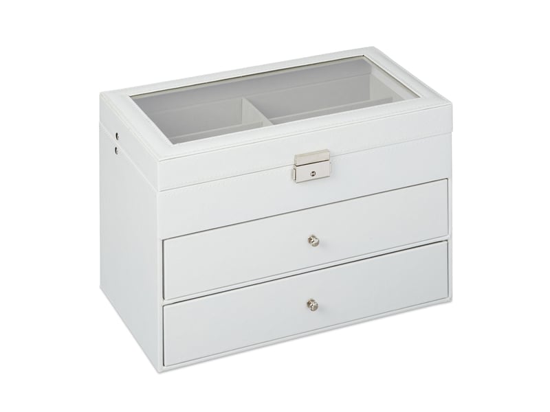  Boîte de rangement à lunettes design élégant et pratique pour 18 paires 22,5 x 33,5 x 19 cm en cuir artificiel noir 13_0008648  - Conforama A