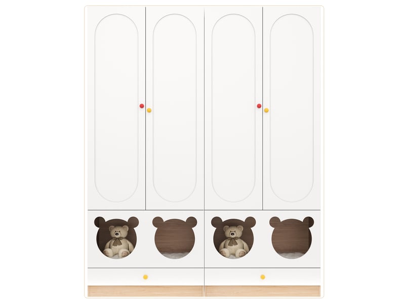  Armoire enfant avec 2 portes, penderie, étagères et tiroirs, finition laquée, pour chambre, 80 × 50 × 200 cm  - Conforama A
