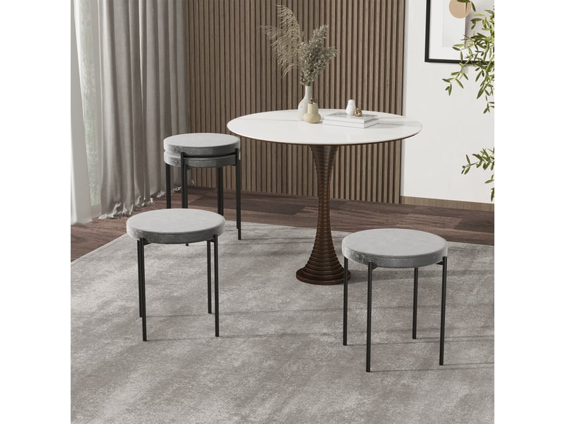  Tabourets de cuisine lot de 4 empilables avec assise rembourrée  - acier aspect velours gris foncé, 41,5 × 41,5 × 46 cm  - Conforama B