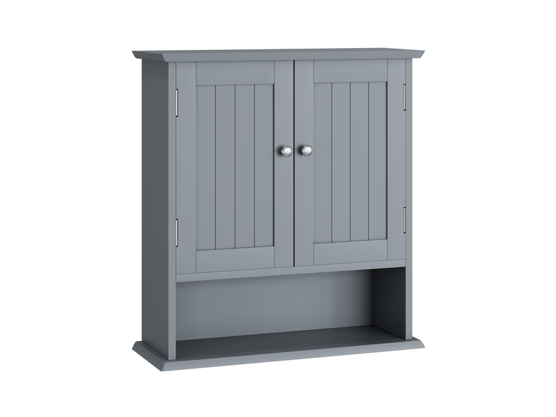  Armoire murale salle de bain 54,6x19,8x60 cm, 2 portes, rangement ajustable, armoire de rangement, mdf, gris clair  - Conforama A
