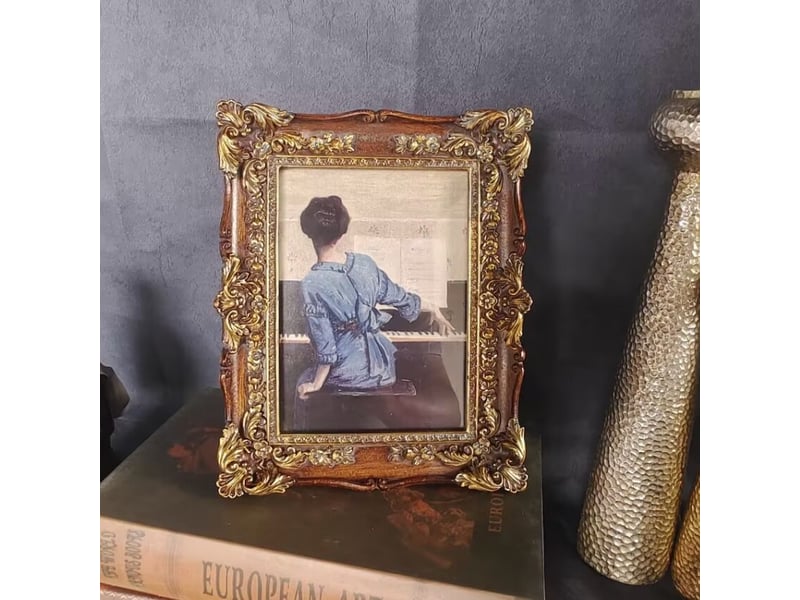  Cadre photo baroque 19 x 24 cm rétro en bronze  - Conforama B