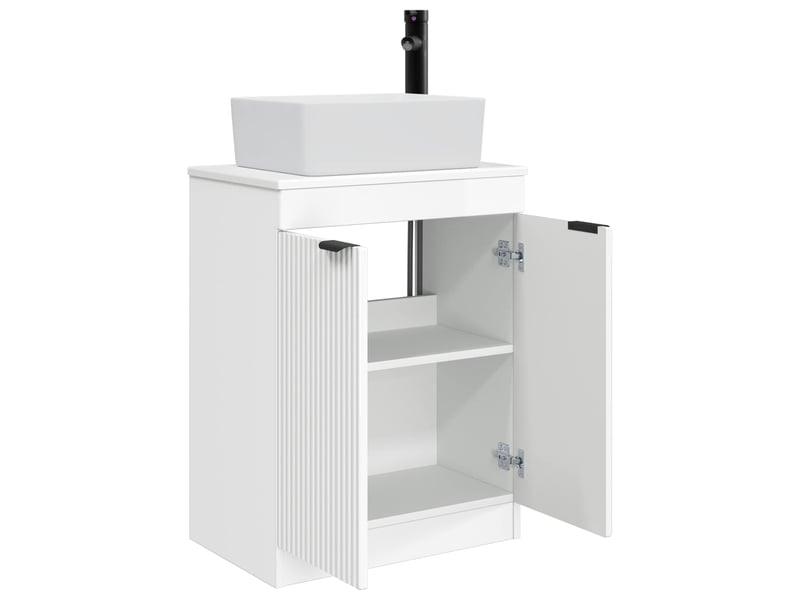 Meuble de salle de bain avec évier blanc brillant shl997 - Conforama D