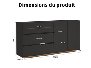 Armoire <strong></strong> <strong></strong> coloris noir largeur 160 cm
