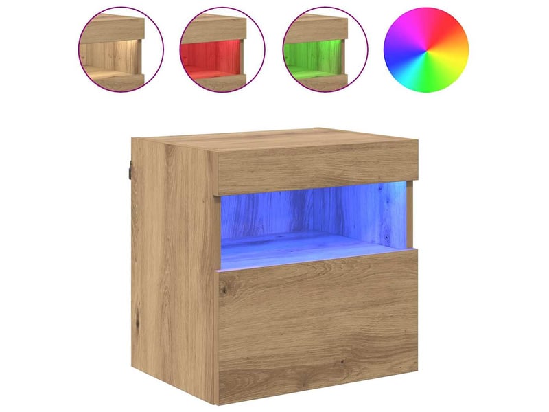  Lot de 2 meuble tv mural, meuble tv suspendu chêne artisanal bois d'ingénierie shl32060  - Conforama D