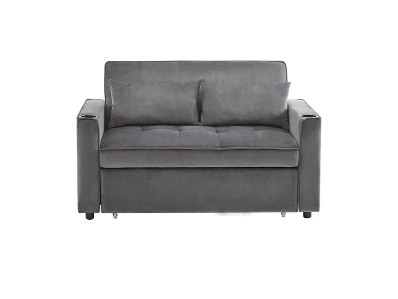  Canapé convertible 2 places en velours gris N653P464748G - Conforama A