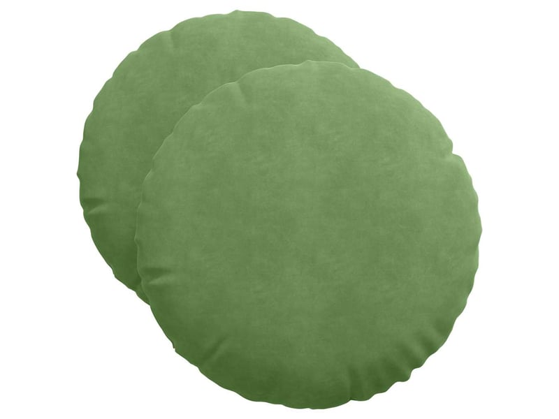  Lot de 2 coussins de siège, coussins décoratifs velours vert clair ø50 x 19 cm cf59916  - Conforama A