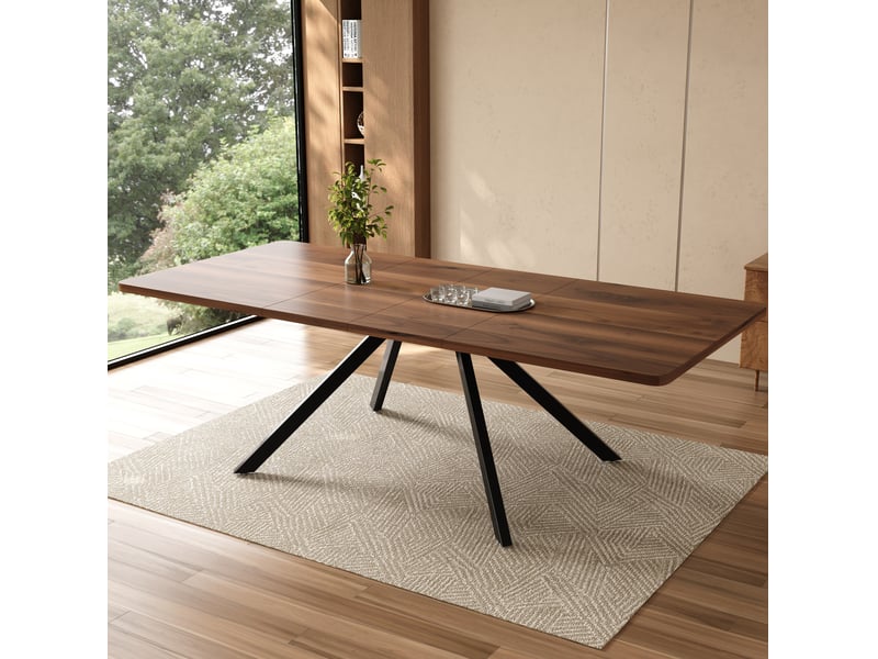  Table à manger extensible 160200240 x 90 cm, 6 à 10 personnes, noyer  - Conforama E