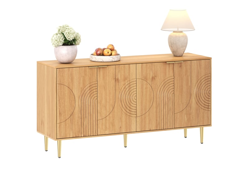  Buffet 140x40x72 cm à 4 portes avec étagères réglables en mdf coloris naturel  - Conforama A