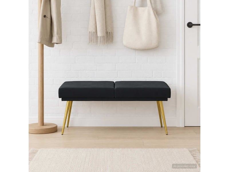  Banc d'entrée, banc à double couche noir 120x45x46 cm velours  - Conforama C