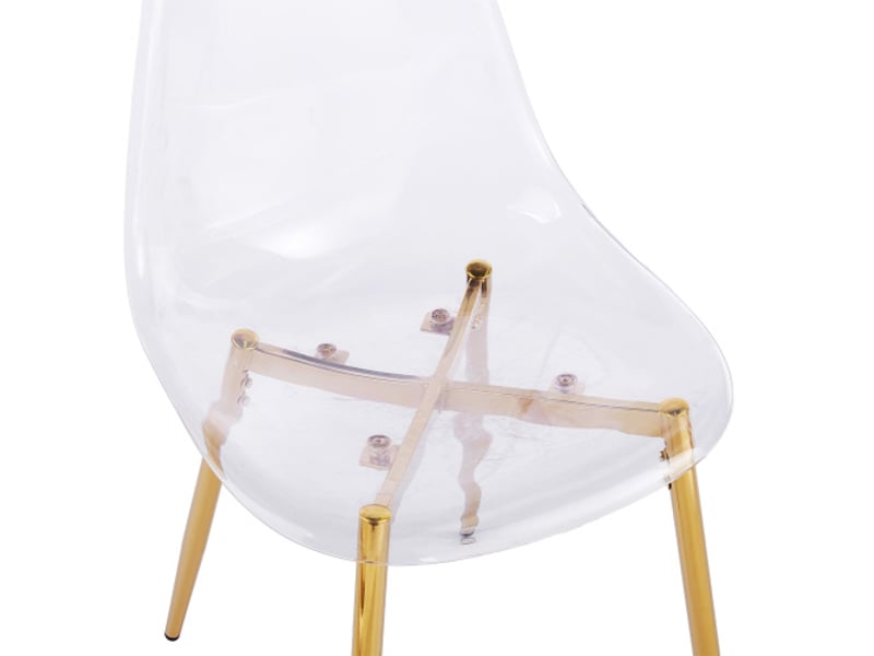  Chaises cuillères en acrylique transparentes avec pieds dorés – ensemble de 4 pour salle à manger, design moderne chic  - Conforama E