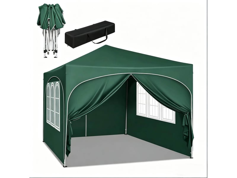  Tonnelle pliante 300x300x256 cm réglable métal verte  - Conforama A