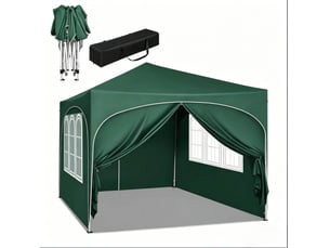 Tonnelle pliante 300x300x256 cm réglable métal verte