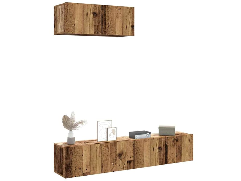  Ensemble de meuble tv - banc tv - meuble de rangement mural 3 pcs vieux bois bois d'ingénierie  - Conforama B