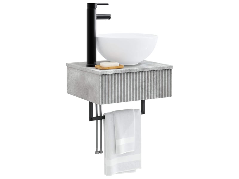  Basin de lavage mural, lavabo gris béton 40x35x39 cm  - Conforama C