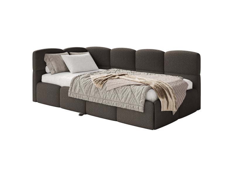  Selsey cloudy - lit rembourré - 170x185 cm - bouclé marron - côté gauche Cloudy - Conforama A