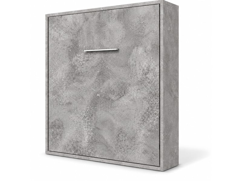  Lit escamotable vertical kola – seulement 34,5cm de profondeur, le confort d’un vrai lit-avec matelas-160x200-cadre gris ciment-façade gris ciment  - Conforama A