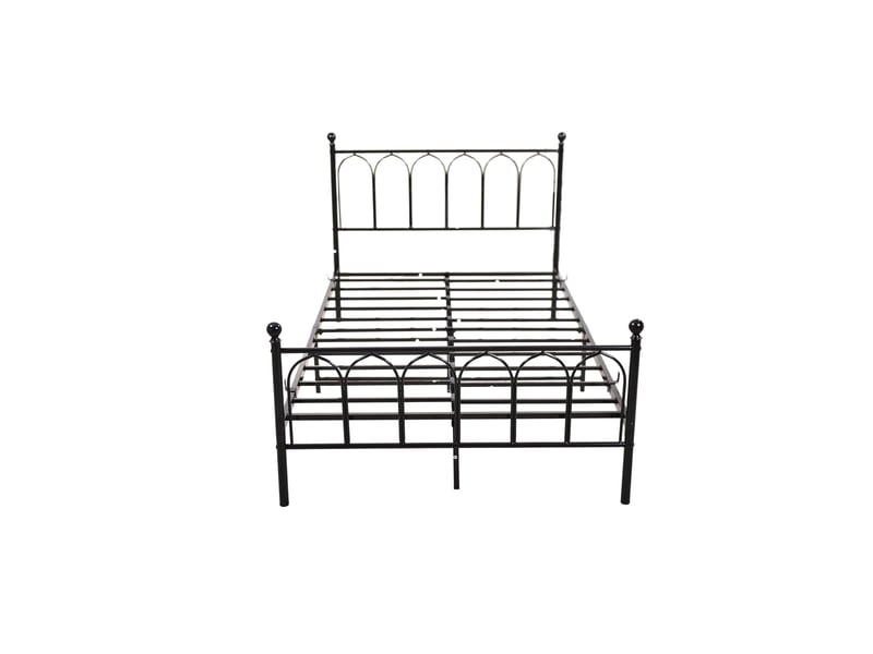  Lit simple 90x200 cm, lit adulte 90x200 cm, cadre de lit en metal noir avec sommier a lattes, sans matelas  - Conforama D