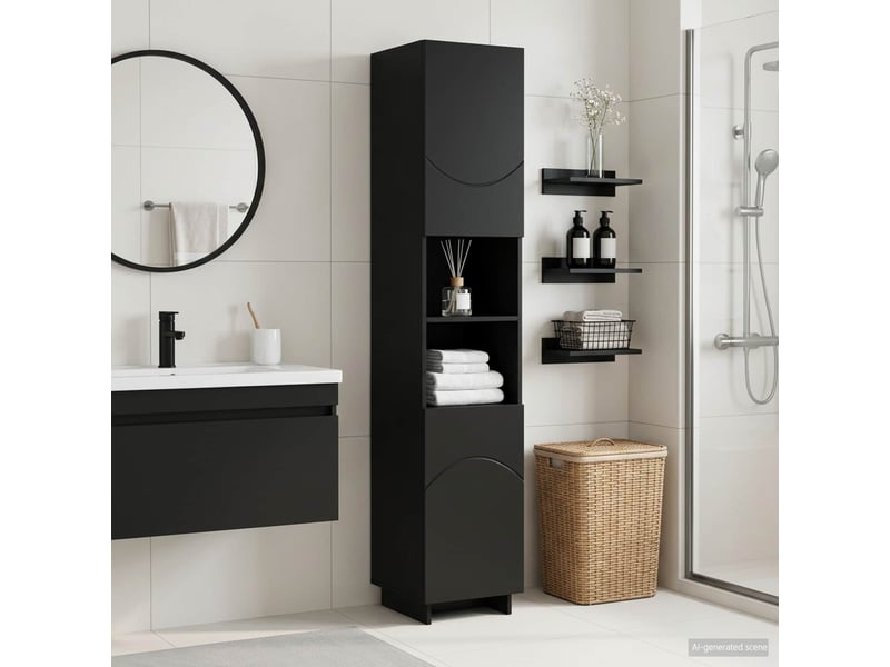  Meuble de rangement salle de bain noir 36.5x38x180 cm  - Conforama B
