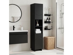 Meuble de rangement salle de bain noir 36.5x38x180 cm